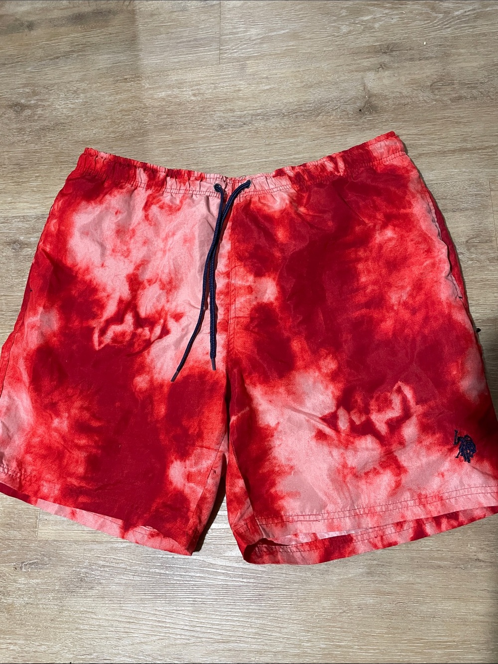 U.S. Polo Assn. Red Tie-Dye Swim Trunks
